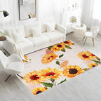 Sunflower Machine Washable Area Rug 4' x 6', Soft Non Slip Botanical Accent Floral Indoor Rugs, Vintage Rugs for Living Room Bedroom Floor Carpet Yoga Mat Home Office