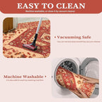 SERISSA Boho Rugs for Entryway, 2x3 Washable Non-Slip Entryway Rug Small Area Rug, Ultra Soft Oriental Vintage Red Beige Low-Pile Indoor Door Mat Floor Carpet for Entrance Bedroom Kitchen Bathroom