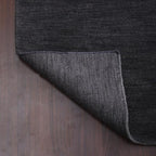 Hand Knotted Loom Wool ECO-Friendly Area Rugs - 2'6''x12', Runner, Charcoal Color, Solid Plain Design, High Pile Handmade Anti Skid Area Rugs for Living Room, Bed Room (L00111)
