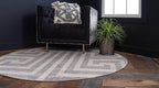 Unique Loom Athens Collection Classic Geometric Modern Border Design Area Rug (8' 0 x 8' 0 Round, Gray/ Beige)