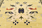 Unique Loom Taftan Collection Border Geometric Tribal Inspired Design Area Rug (8' 0 x 8' 0 Square, Gold/ Gray)