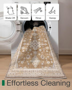 LUMI Runner Rug 3x7, Washable Non-Slip Hallway Throw Rugs, Long Soft Thin Vintage Oriental Kitchen Mats, Low-Pile Indoor Kitchen Entryway Area Rug, Amber
