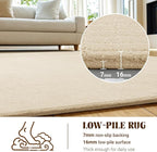 Shilucheng Wool Rug 4.7x7 Non-Slip, Blend 80% Wool and 20% Cotton Rugs for Living Room, Bedroom, Dinning Room, Soft Durable Cotton Backing Modern Area Rug (Beige/White)