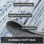 8x10 Area Rugs for Living Room Machine Washable Rug Distressed Indoor Carpet Neutral Moroccan Boho Rug Ultra Soft Area Rug for Bedroom Dining Room Playroom Office, Blue