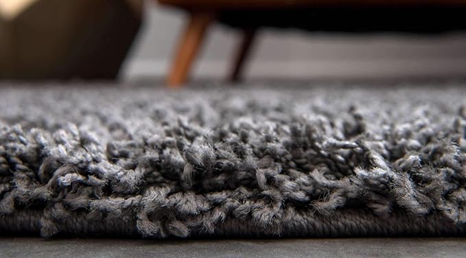 Unique Loom Solid Shag Collection Area Rug (2' 6" x 16' 5" Runner, Graphite Gray)