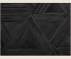 Black Round Rug 6x6 ft – Soft Anti-Slip Modern Faux Leather Area Carpet with Textured Geometric Pattern Rug for Living Room, Bedroom, Dining, Kids Room, Playroom, Lounge & Home Decor