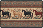 Horse Western Boho Ethnic Style Area Rug Washable Outdoor Rugs Anti-Slip Soft Carpet Entryway Indoor Door Mat for Bedroom,Living Room,Porch,Terrace and Entrance Decor 2'x 1'