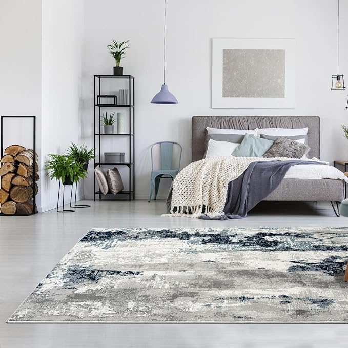 LUXE WEAVERS Kimberly Collection Ivory 4x5 Modern Abstract Area Rug