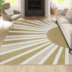 Lahome Rug for Living Room - 5'x7' Area Rug Washable Non-Slip Bedroom Carpet Ultra-Thin Cute Soft Kids Nursery Rug, Boho Rainbow Sun Print Non-Shedding Indoor Rugs for Entryway Office (5'x7', Khaki)