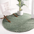 Unique Loom Davos Shag Collection Area Rug - Solid (4' 1" Round, Sage)