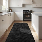 2x6 Solid Fluffy Black Area Rug – Washable, Durable, Small Bedroom Runner Rug, Non-Slip Shag Rugs for Hallway, Living Room, Bedroom, Bedside, Dorms, Kids Room, Nursery Rooms, Soft Indoor Carpet