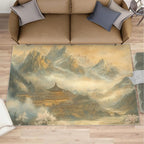 Misty Peaks Rugs for Bedroom - 3x4 Area Rug - Classic Fairy Palace Rugs for Living Room, Fairy Forest Rug, Washable Home Decor Carpet