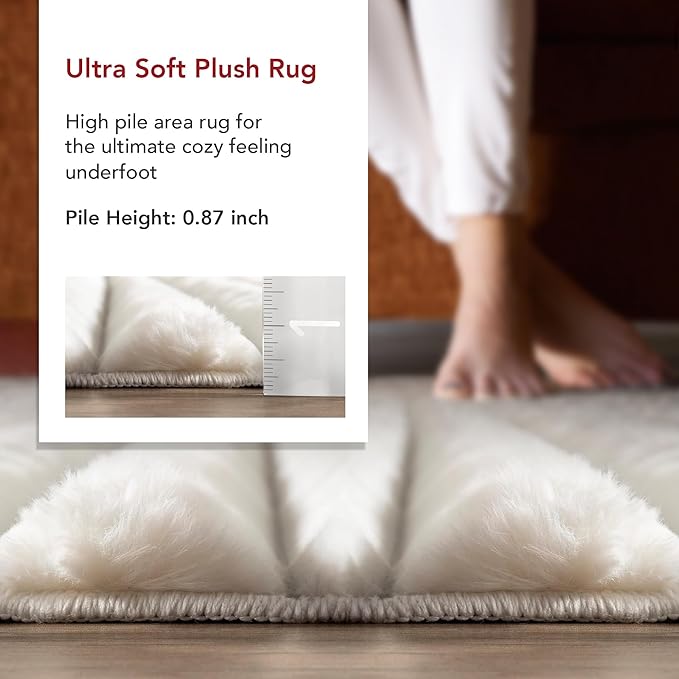 Nuloom SuperiorWash Collection Kai Off-White, 3'9" x 6', Fluffy and Cozy, High Traffic, Stain Resistant, Easy Clean, Durable Washable Area Rug for Bedroom, Living Room, Dining, Den, Foyer, Entryway