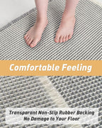 AMOAMI Upgraded Waffle Runner Rug Super Absorbent Non Slip Bath Mats for Bathroom Machine Washable Bathroom Runner Rug with Tassels, Ideal for Hallway Bedroom Laundry Room, 2' x 4', LightGrey & Cream