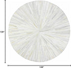 Faux Cowhide Round Area Rug | Non-Slip Leather Floor Carpet for Living Room, Bedroom, and Home Décor | Modern Stylish Accent Rug(White_9x9)