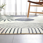 RoomTalks Mid Century Modern Living Room Rug Washable 5x7 Rug, Black Boho Cute Aesthetic Area Rugs Carpet for Bedroom Dining Room Office, Vintage Abstract Leaves Thin Indoor Entryway Carpet