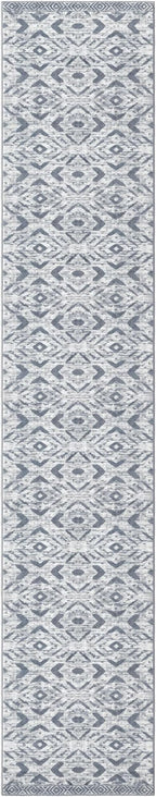 KILOCOCO Hallway Runner Rug 2.6'x18' Washable Printed Moroccan Runner Rugs Non Slip Entryway Rugs Soft Indoor Long Floor Rug for Bedroom Kitchen Living Room Geometric Boho Carpet Runners, Grey White