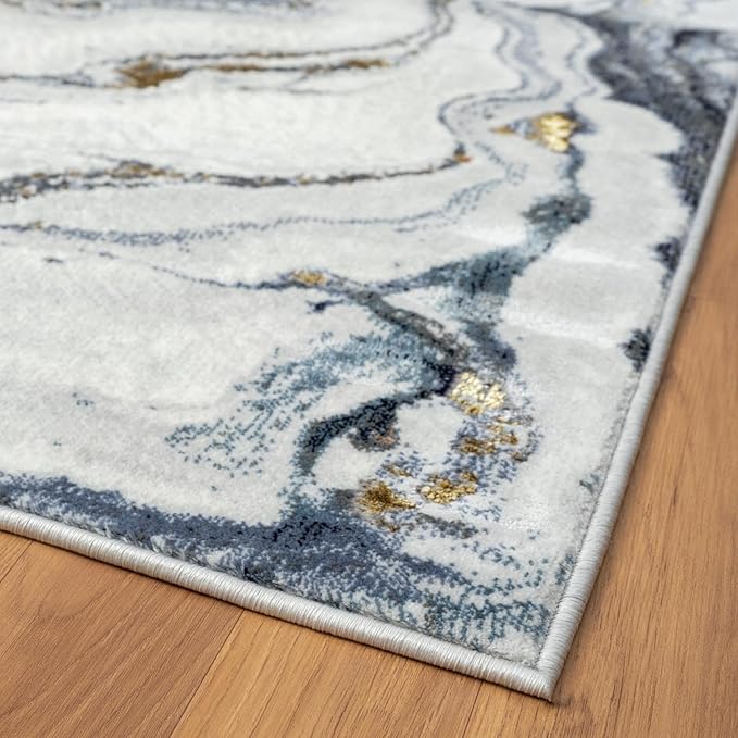 LUXE WEAVERS Marble Effect Abstract Blue 6x9 Area Rug