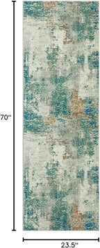 Lahome Modern Abstract Runner Rug with Rubber Backing - 2x6 Washable Rug Runners for Hallways Non Slip, 6 Ft Long Accent Carpet for Bathroom Kitchen Bedroom Entryway,Green/Grey