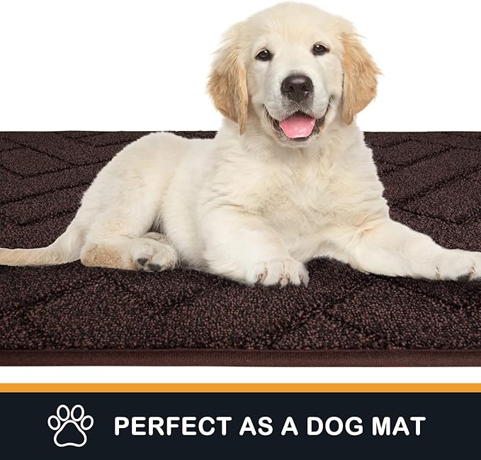 PURRUGS Dirt Trapping Door Mat 32" x 47", Non-Slip Machine Washable Entry Rug, Shoe Scraper, Dog Doormat, Super Absorbent Welcome Mat for Front & Back Door, Muddy Wet Shoes & Paws, Brown