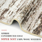 Modern Abstract Small Area Rug Indoor 3x5 Washable Rug Non-Slip Soft Entryway Rug Beige Kitchen Mats Thin Print Faux Wool Floor Carpet Throw Rugs for Entrance Bedroom Office Home Decor
