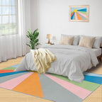Boho Sun Area Rugs 4x5ft, Abstraction Deco Kids Play Rug, Minimalist Sunburst Throw Rugs Bedroom Fluffie Soft for Coffee Shop Living Room Under Table Game Room