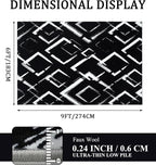 YIHOUSE Black Modern Geometric Area Rug 6x9, Black and White Rug with Abstract Diamond Patterns,Non-Shedding Washable Rugs for Bedroom, Home Office and Living Room