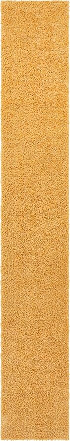 Unique Loom Davos Shag Collection Area Rug - Solid (2' 7" x 16' 5" Runner, Sun Yellow)