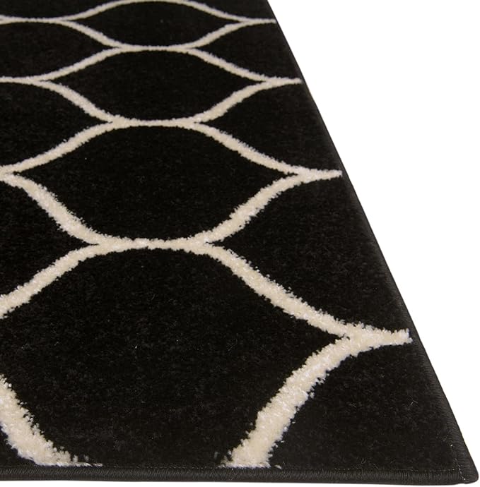 Rugs.com Lattice Frieze Collection Rug – 10' x 14' Black Medium Rug Perfect for Living Rooms, Large Dining Rooms, Open Floorplans