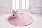 Rugs.com Lattice Frieze Collection Rug – 8' Round Light Pink Medium Rug Perfect for Kitchens, Dining Rooms