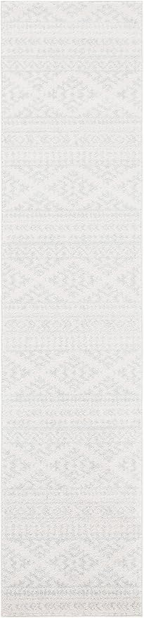 SAFAVIEH Tulum Collection Runner Rug - 2' x 9', Ivory & Light Grey, Moroccan Boho Tribal Design, Non-Shedding & Easy to Clean, Ideal for Living Room, Hallway, Foyer, Entryway, Bedroom (TUL272G)