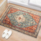 Boho Vintage Oriental Entry Rugs for Entrance Non-Slip Washable Tribal Small Area Rug,Ultra Soft Bohemian Floral Medallion Low-Pile Indoor Front Door Mat for Bedroom Kitchen Bathroom 16" x 24"