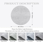 Lahome Moroccan 5Ft Round Rug Machine Washable Round Bedroom Carpet Grey Non-Slip Throw Circle Rugs for Living Room Low-Pile Large Round Rug, Modern Geometric Print Carpet for Office Dining Room