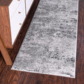Rugs.com Leipzig Collection Runner Rug – 10 Ft Runner Grey Low-Pile Rug Perfect for Hallways, Entryways