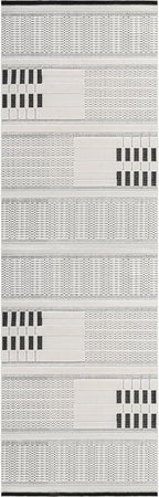 CAMILSON Modern Runner Rug 2x7 Luxury Geometric Pattern Micro Loop Hallway Rugs Soft High and Low Pile Stain Resistant Easy to Clean Non-Shedding Entryway Kitchen Indoor Area Carpet (White/Black)