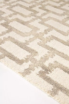 Hand-Tufted Wool Marengo Rug in Taupe – Geometric Patterned Carpet for Living Room, Bedroom & Study – Soft & Durable– 3 x 5