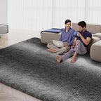 Zentavio Grey White Gradient Area Rugs for Living Room, Rugs for Bedroom 6x9 Fluffy Carpet Soft Shag Aesthetic Plush High Pile Gray Throw Rug for Nursery Kids Room Dorm