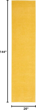 Nourison Home Nourison Essentials Yellow 2'2" x 12' Area Rug - Easy Clean, Non Shedding, Bed Room, Living Room, Dining Room, Kitchen (12' Runner)