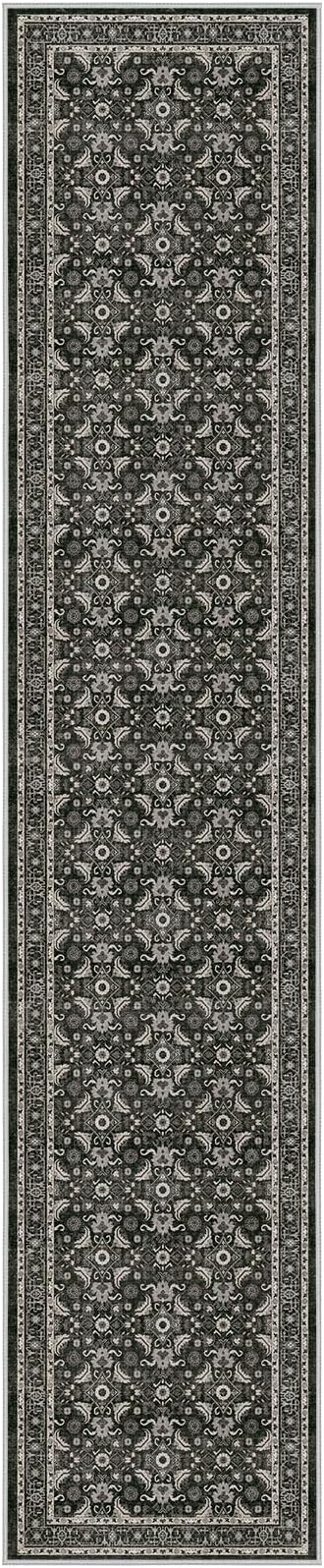 WITSHOCK Black Boho Washable 2x10 Kitchen Runner Rug,Vintage Neutral Hallway Rugs for Entryway,Soft Distressed Floor Mat for Bedroom,Entrance,Indoor Back Door(Black,2x10)