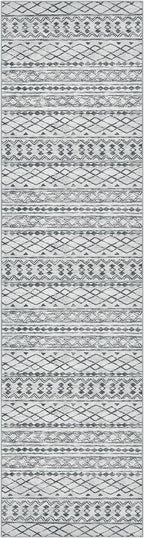 KUTA Boho Runners for Hallways 2.6x10 ft Moroccan Washable Runner Rug Non-Slip Vintage Grey Kitchen Rugs Ultra Soft Distressed Geometric Floor Carpet for Bedroom Laundry Living Room