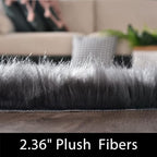 Latepis Dark Grey Fur 3x5 Area Shaggy Bedside Faux Sheepskin Rug for Bedroom Washable Furry Rugs Fuzzy Rug for Living Room Sofa Cushion Luxury Home Decor