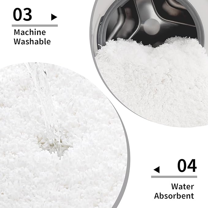 White Bathroom Rug 20x32 Non Slip Fluffy Bath Mat for Bathroom Floor Washable Plush Luxury Bath Rug for Tub Soft Shaggy Absorbent Shower Sink Mat