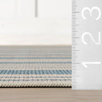 Dash & Albert Talos Blue Machine Washable Rug, Runner-2.5 X 8 Feet, Blue/Ivory Stripe Pattern
