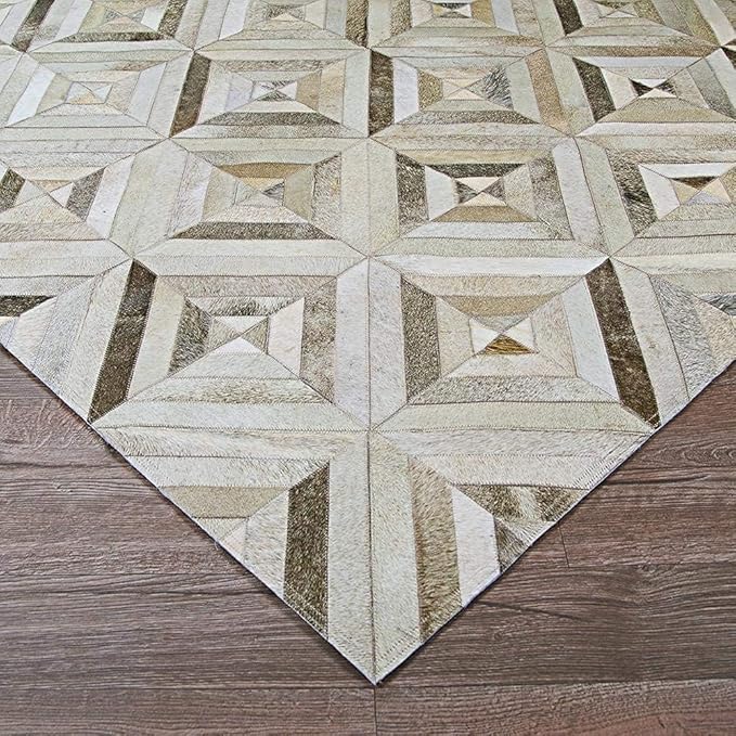 Premium Diamond Patterned Leather Area Rug - 2X3 ft - Grey - Luxury Non Slip Floor Accent for Dining Room, Living Room, Entryway, Elegant Collection Indoor Carpet