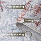 Area Rug 5x7 Washable Rug Grey and Brown for Living Room, Dining Room, Bedroom, Large Carpets, Non Slip & Non-Shedding Low Pile Vintage Print Rug for Home Office Decor