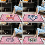 Cartoon Animal Pattern Area Rug Cute Cat Luxury Floral Decor for Carpet Farmhouse Bedroom Living Room Rugs Bathroom Kitchen Runner Mat Indoor Outdoor Non Slip Doormat 4' X 5.2'
