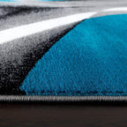 Persian Area Rugs Turquoise 8x10 2305 White Swirls 7'10 x10'6 Modern Abstract Area Rug, 8' x 10'