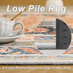 4x6 Orange Beige Area Rug for Living Room, Machine Washable Rugs with Non-Slip Backing for Bedroom, Vintage Medallion Carpet Kitchen Laundry Kids Room Decor