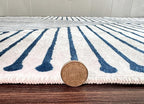 GLN Rugs Contemporary Collection - Machine Washable Area Rug, Contemporary Washable, Non Slip, Low Pile Chenille Rug, Living Room, Bedroom, Kitchen Rug (5'3" Round Blue Ivory)
