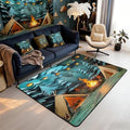 Camping Area Rug 3x5 Woodland Camp Rugs for Living Room | Vintage Camfire Tent Washable Rug, Camper Decor Rustic Carpet Indoor Floor Mat,Farmhouse Decor